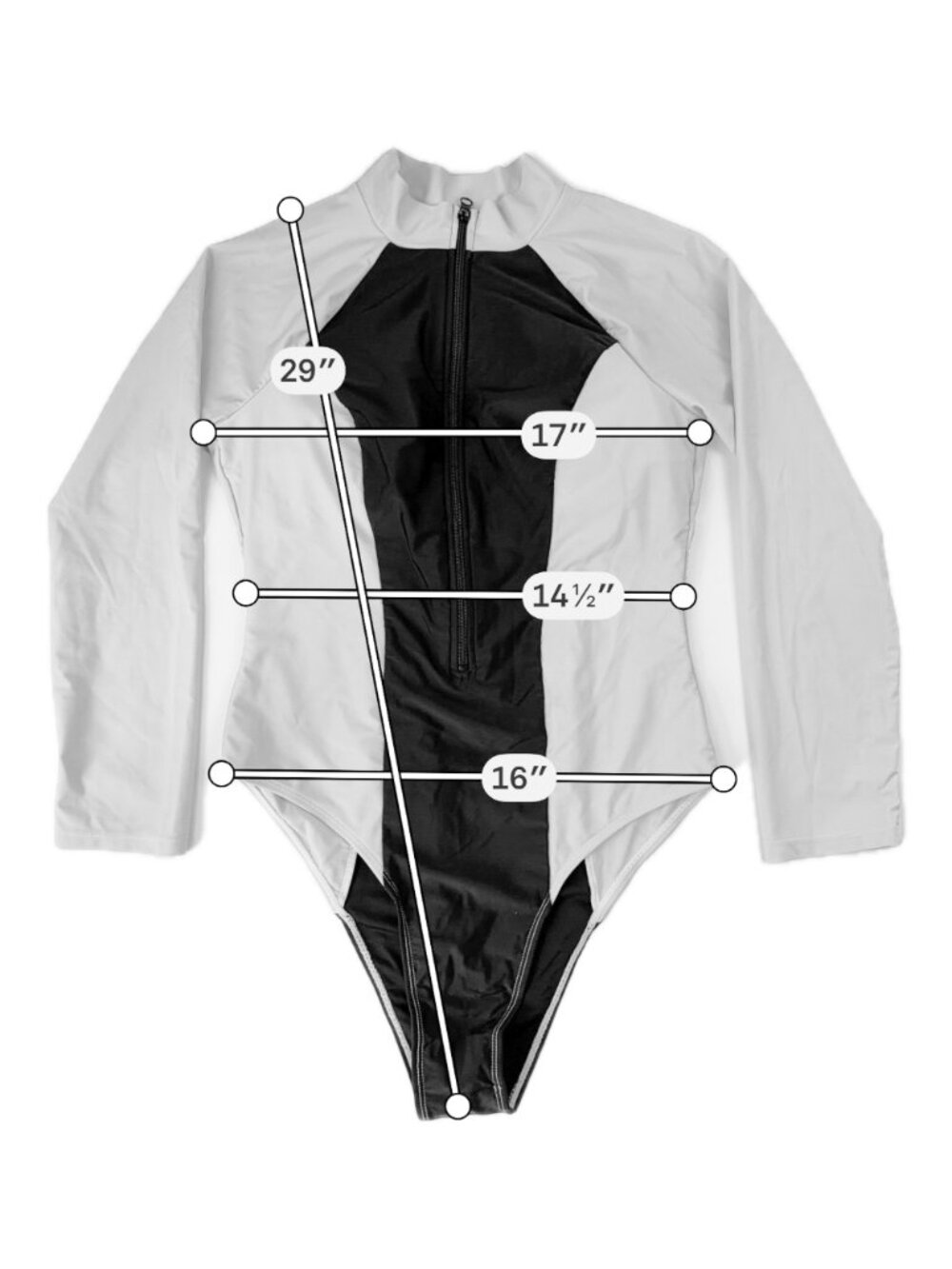 Long Sleeve Rash Guard One Piece Swimsuit Front Zipper Women's 12/XL Gray Black - Picture 3 of 11